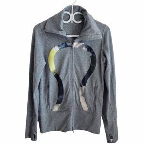 Lululemon In Stride Blurred Grey Tinted Canvas Full Zip Jacket Size 6